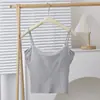 Camisola sexy de algodón puro transfronteriza con copas fijas incorporadas, cubre los laterales del busto, se puede usar como prenda exterior, con tirantes finos y almohadillas en el pecho