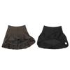 Falda plisada con bolsillo, elástica, de verano, de cintura alta, corta, para mujeres pequeñas, talla gordita, adelgazante, color negro