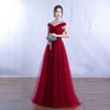 2026 Nuevo Vestido de Noche de Verano Rojo sin Hombros de Novia de Cintura Alta que Oculta el Vientre Adelgazante de Maternidad para Mujer