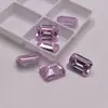 Zircônia Retangular Rosa Claro de Corte Esmeralda Atacado, Pedra Solta de Rubi Rosa Claro, Zircônia Cúbica de Corte Facetado