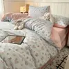 Conjunto de cama de quatro peças de grau A para mães e bebês, lençol de cama antibacteriano de gaze de camada dupla, capa de edredom, conjunto de 4 peças de fronha de algodão puro para dormitório