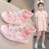 Sandalias de Niña Verano 2026 Nuevos Zapatos de Princesa con Dedos Abiertos y Pedrería para Niños Mayores, Niñas de Primaria, Zapatos Romanos Infantiles