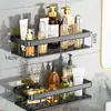 Estante de baño, estante para grifo, montado en la pared, sin taladro, estante de almacenamiento de pared para lavabo