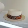 Chapéu de Palha Plano com Fita Plissada Tingida com Tinta Guofeng para Mulheres, Chapéu de Sol de Verão com Proteção UV, Leve, Imitação de Linho, Chapéu de Sol para Praia