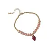 Perla de Agua Dulce Alienígena Temperamento Hecho a Mano Flor Verdadera Inmortal Flor Seca Pulsera Collar Collar Corto de Rosa Cadena para Clavícula