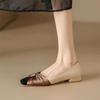 Zapatos Planos de Boca Baja Estilo Pequeño y Fragante para Mujer Zapatos Planos Nueva Colección Primavera y Otoño 2025 Retro Punta Cuadrada Combinación de Colores Suela Suave Tacón Bajo Zapatos para Mujer