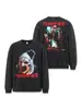 Camiseta de Manga Larga Pesada Estampada Lavada Copo de Nieve Retro Americano Transpirable Stewell Clown Top para Pareja