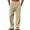 2025 Nuevos Pantalones de Verano Hawaianos para Hombre Pantalones de Playa Bolsillo Cordón Cintura Elástica Liso Cómodo Transpirable