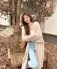 Abrigo Suéter de Terciopelo de Visón de Longitud Media por Encima de la Rodilla Estilo Perezoso para Mujer, Cardigan de Punto Holgado Otoño e Invierno Retro Chic