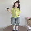 X046 Conjunto de Verano para Niñas Estilo Coreano Manga Corta Casual Dos Piezas Ropa de Verano de Moda Nueva para Niñas Pequeñas
