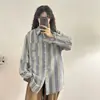 Camisa Larga de Rayas Verticales Holgada Estilo Retro Americano para Hombre, Nueva Camisa Chaqueta de Diseño Nicho Estilo Hong Kong para Mujer