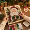Pintura Diamante DIY Handmade de Natal com Pérolas e Diamantes 5D Transfronteiriça Novo Papai Noel Árvore de Natal Materiais de Decoração