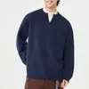 Falso dos piezas Casual Retro Versátil Para ir al trabajo Perezoso Tejido Superior para Hombre Relajado Tendencia de Otoño Cuello en V Tejido