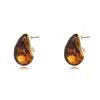 Pendientes Melard de Cristal Gota de Agua en Forma de U, Modernos y Sencillos, Pendientes de Resina Ámbar con Aguja de Plata 925, Estilo Celebridad de Internet Transfronterizo