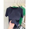 Camiseta Regular com Manga Curta, Gola Redonda e Acabamento Escovado para Mulheres, Estilo Novo 2026, Camiseta Básica Versátil e Estilosa para Primavera, Verão e Outono