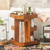 Caja de almacenamiento de cosméticos de madera maciza retro de madera tocador productos para el cuidado de la piel labial estante de acabado rotación de 360 grados