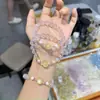 Polvo de Cristal Blanco Natural Cristal con Tacto Frío, Pulsera de Aguamarina, Sencilla y Exquisita, de un Solo Círculo, Regalo Popular para Mujeres