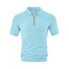Camisa Polo Casual Suelta de Verano Nueva para Hombre, Jacquard de Toalla, Solapa con Cremallera, Manga Corta