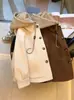 Casaco de Lã Novo Outono/Inverno Plus Size 2026 para Mulheres, Cardigan Tricotado com Capuz Estilo Coreano, Blusa Grossa Falsa de Duas Peças
