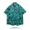 Camisa Floral Estilo Tailandês Praia de Bangkok, Manga Curta, Roupa Unissex para Casal, Camisa Solta Retro Cool de Secagem Rápida para o Festival Songkran