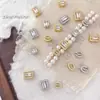 Color Cobre Plateado Conservación del Color Chapado en Oro Real Geométrico Rectangular Poroso Circonita Incrustada Diamante DIY Hecho a Mano Espaciador de Perlas Accesorios de Joyería