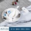 Vajilla de cerámica de alta calidad para hotel, mesa de hotel, Club Privado, Tinta Azul, Loto, juego de cuatro piezas de plato de hueso, Tazón con ala, Cuchara, Taza