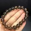 Pulseira de cristal de chá natural para mulheres, pulseira de quartzo fumê para homens, cristal de chá, quartzo fumê preto, contas puras e soltas, contas da sorte, hidratante