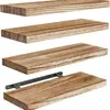 Estante Flotante de Madera de Amazon, Estante de Pared de Madera de Paulownia Carbonizada, Estante Flotante para Sala de Estar y Dormitorio