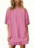 Comércio Exterior Transfronteiriço Amazon Europa e América 2026 Moda Casual Feminina Gola Redonda Camiseta Solta Saia Curta com Cintura Elástica Roupa para Casa