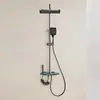 Set de Regadera Presurizada Caliente y Fría de Cuatro Funciones Color Gris Pistola de Aluminio Espacial Transfronterizo Venta al por Mayor de Fábrica de Origen para Baño y Hotel