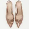 Tacones Altos de Charol con Punta Fina tipo Espejo Hebilla Cuadrada de Moda y Elegantes Sandalias con Tira de Una Sola Línea y Tacón Hueco Logo Personalizado Transfronterizo