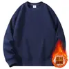 Suéter Masculino Gola Redonda Outono e Inverno Forrado com Fleece Engrossado Quente Cor Sólida Manga Longa Camisa Tendência Casual Versátil Top Masculino Camisa Base