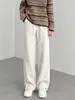 Pantalones de Pierna Ancha Mezcla de Lana Espiga Mujer Otoño/Invierno Cintura Alta Holgados Casuales Joggers Petite Tallas Grandes de Terciopelo Ajustados Rectos