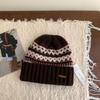 Sombrero de Lana Mezclada para Mujer Otoño e Invierno a Prueba de Frío Cálido Engrosado Estilo Coreano Moda Vintage Jacquard Tejido Gorro Pulóver