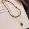 Cadena de Suéter Apilada de Doble Capa de Piedra Ojo de Tigre para Mujer Retro Nueva Popular Otoño e Invierno Collar Joyería de Nicho de Alta Gama