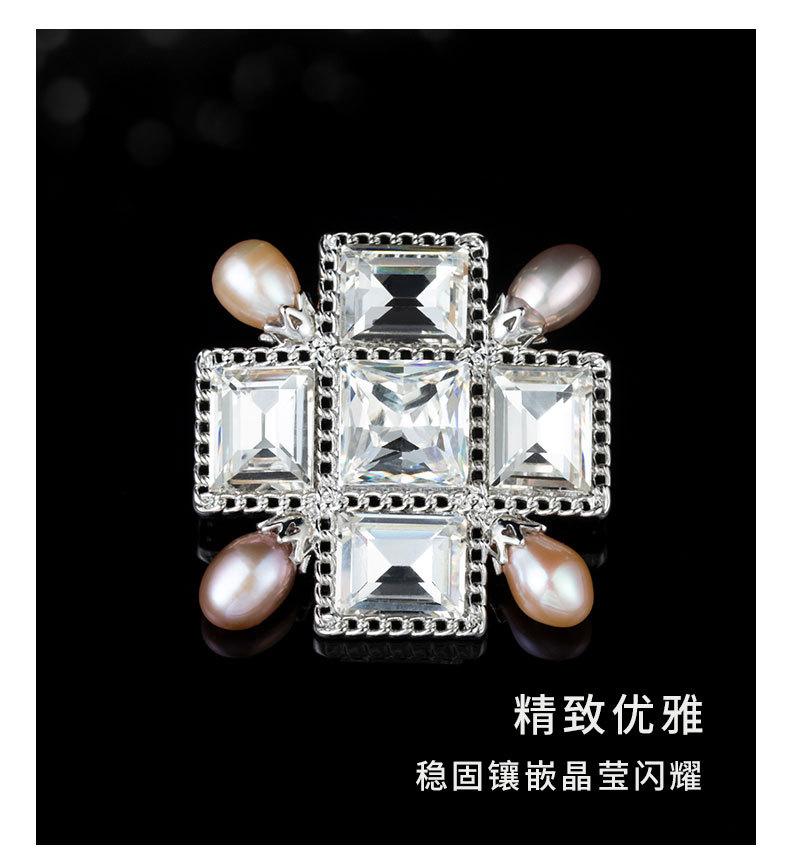 复古文艺多边形胸针淡水珍珠高级感胸花时尚优雅别针