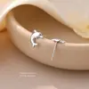 Pendientes de Delfín Simétricos de Diseño de Nicho para Mujer, Simples, Compactos, Mini, Personalizados, Dulces, Pendientes de Plata de Ley S999