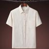 Camisa de manga corta con solapa de talla grande para hombres de mediana edad y ancianos, top casual para papá, camisa de estilo chino de verano para abuelo, delgada