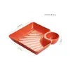 Plato de plástico estilo japonés para dumplings con platillo para vinagre escurridor plato casero para dumplings postre postre plato para sushi repostería comercial al por mayor