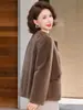 Popular Imitación de Visón Joven Moda Otoño e Invierno Casual Europeo Terciopelo de Visón Cuello Redondo Chaqueta Corta de Piel Aroma Ligero Estilo Corto de Terciopelo de Visón