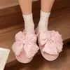 Diadema con Lazo Rojo de Red Zapatillas de Media Suela Zapatos de Algodón para Mujer 2026 Otoño Invierno Nuevos Zapatillas Suaves Antideslizantes de Piel para Interior