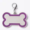 Metal blanco listado joya para mascotas colgante logo impreso tarjeta de identidad grabada color marco de hueso marca de perro