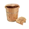 Barril para Baño de Pies Redondo de Madera Maciza de 40 cm de Alto con Tapa Barril para Baño de Pies Barril Espesado para Fumigación Barril para Baño de Pies Tienda de Baño de Pies para el Hogar