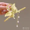 Pinza de Tiburón Grande para el Cabello Estilo Japonés y Coreano Fresco y Dulce de Aleación con Borla Pinza de Garra para la Parte Posterior de la Cabeza Accesorio para el Cabello Primavera 2025