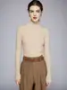 Estilo Novo Outono e Inverno Malha Fina de Caxemira Moda Versátil para o Trabalho Cor Sólida Macia Ajuste Slim Gola Alta