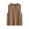 Chaleco de Punto Versátil y Elegante para Viajeros con Cremallera Cachemira Otoño e Invierno Sin Mangas con Capucha Nueva Moda para Mujer