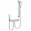 Set de Cabezal de Ducha con Cuerpo Principal de Cobre Puro Plateado Galvanizado Manual Ajustable en Altura con Plataforma de Almacenamiento para Uso Doméstico
