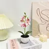 Orquídea Araña Simulada Flor de 6 Cabezas Bonsái Planta Artificial de Película Adornos Creativos Decoración de Interiores Flor Falsa Planta Simulada en Maceta