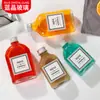 Botella Nueva para Bebida de Jugo Botella Plana Creativa para Vino Botella para Café Té con Leche Hombro Inclinado Botella Vacía de Vidrio Plano Impresión de LOGOTIPO
