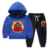 Conjunto de Suéter con Capucha para Niños Otoño e Invierno 2023 Estilo Occidental Nuevo para Niños Medianos y Grandes Ropa de Invierno Gruesa y Cálida con Forro de Felpa